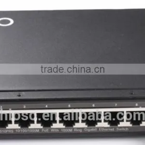 Gigabit 10 Port PoE Fiber Switch 8 RJ45 Port + 2 SFP Uplink/cascaded Port Network Switch With 48v Power Supply thumbnail-1