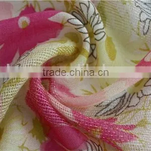 Floral Pattern Printed Wool Scarf With Fringe thumbnail-5