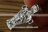 Silver 925 Cross Crucifix & Angel. Russian & Greek Orthodox Style. Burnished Silver thumbnail-1