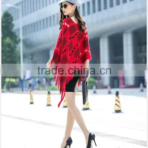 2015 New Irregular Tassel Show Thin Turtleneck Sweater Shawl Cloak thumbnail-3