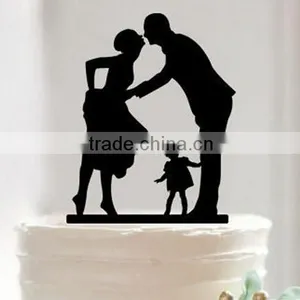 Silhouette Bride and Groom Mr & Mrs Wedding Acrylic Cake Topper Anniversary thumbnail-1