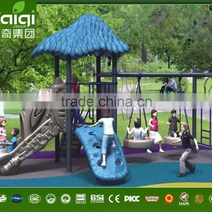 Children Plastic Outdoor Adventure Playground Equipment Slide and Swing thumbnail-1