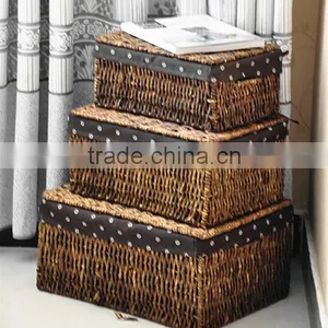 Eco-friendly Home Used Hotel Used Sundries Storage Hand Woven Baskets of Corn Husk With Cover thumbnail-6