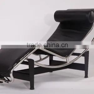 Buy Black Genuine Leather Le Corbusier LC4 Chaise Lounge thumbnail-1