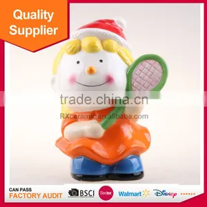 Hot Selling Tennis Racket Shape Lovely Ceramic Saving Bank thumbnail-1
