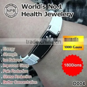 Noprobelm D004 Free Shipping Girl Stainless Steel Charm Fashion Energy Magnetic Health Crystal Silicone Bracelets thumbnail-1