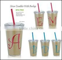 16OZ Double Wall Straw Tumbler With Flax Sheet in Side thumbnail-1