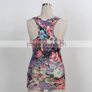 F5S15015 Printing Women Tank Top Rib Waist High Quality Guangzhou Factory thumbnail-3