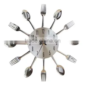 Metal Kitchen Wall Clock With Fork and Knife thumbnail-1