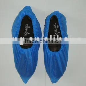 Blue Plastic Disposable CPE Waterproof Shoes Cover thumbnail-1