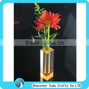 Rectangular Flower Vase In Yellow Acrylic Crystal Vases For Centerpieces thumbnail-1
