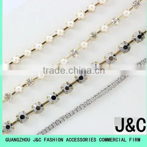 Colorful Strass Pearl Rhinestone Metal Cup Chain thumbnail-1