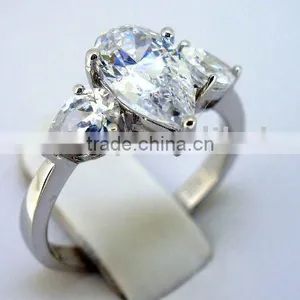QCR014 Three Stone Silver Finger Ring,rhodium Plated Silver CZ Ring From Jewelry Dropship Supplier thumbnail-1