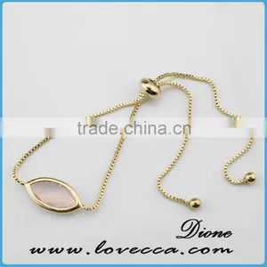Cheap Wholesale 18K Gold Plated Brass Jewelry Fashion Adjustable Beads Womens Glass Stone thumbnail-2