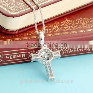 Dancing Gemstone Cross Necklace Clever Filigree Pendant 925 Sterling Silver Necklace Jewelry Necklace For Woman thumbnail-3