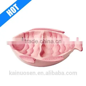 Pink Fish Shape Double Cat Ceramic Pet Bowl Feeder thumbnail-1