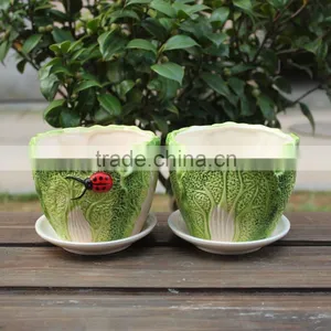 Attractive Cabbage Shape Ceramic Small Decorative Planters thumbnail-1