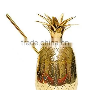 Copper & Brass Pineapple Mug, Cocktail Mug With Straw 20 Ounc thumbnail-1