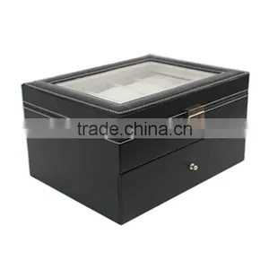 20 Grids 2-layer Display Leather Watch Jewelry Storage Case Organizer With Lock & Key thumbnail-2