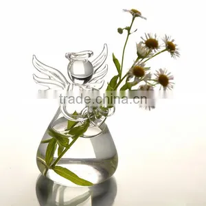 Transparent Angel Shape Planter Flower Vase Pot for Home Decor Decoration Clear Crystal thumbnail-1