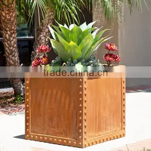 FO-9C51 Square Corten Steel Flower Pot/garden Planter thumbnail-3