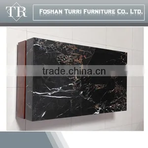 Antique Black Marble Top Wooden Base Coffee Table for Living Room Furniture Set thumbnail-3