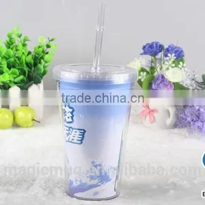 Double Wall pp Plastic Acrylic Insulated Tumbler With Straw and Lid thumbnail-4