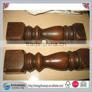 Large 12 Inch Brown Painted Wooden Spindle Table Chair Legs thumbnail-1