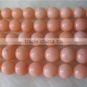 10mm Light Pink Round Natural Coral Beads thumbnail-1