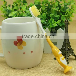 Rubber Handle Small Head Natural Bristle Child Toothbrush thumbnail-4