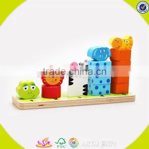 Wholesale Kids Wooden Animals Blocks Stacking Game Cheap Wooden Animals Blocks Stacking Toy Popular Baby Toy W13D113 thumbnail-1