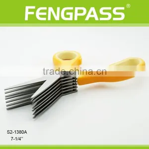 S2-1380A 7-1/4" 2CR13 Stainless Steel 7 Blades Herb Scissors PP + TPR Plastic Handle thumbnail-2