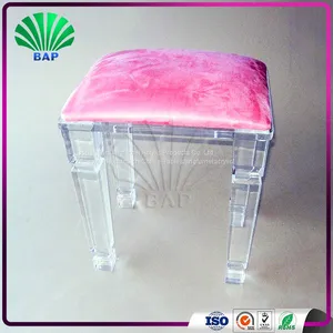Plexiglass 4 Legs Stool Shop Mall Relax Stool Acrylic Dressing Room Cushion Square Stool thumbnail-2