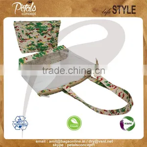 See Through PVC/ PP Laminated Juco Bag With Pouch thumbnail-6