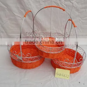 Decorative Iron Wire Basket With Paper Rope thumbnail-1