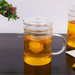 Glass Cup Kungfu Tea Cup Three Part Glass Mug Filter Glass Cup Coffee Mug Milk Cup Juice Cup for Hotel and Resturant thumbnail-1