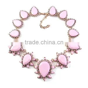 Fashion People Big Water Drop Resin Gems Chunky Coral Necklace thumbnail-5