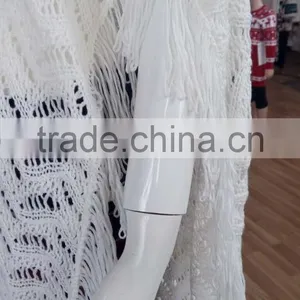 Wholesale Custom Fashion Apparel Woman Beautiful Wrap Front Cardigan Tassel Fringe Trim Designer Cardigan Sweater New Arrival thumbnail-4