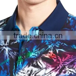 Custom Made Clothing Manufactures Mens Short Sleeve Polo Shirt With All Over Floral Print Polo With Rib Collar thumbnail-5