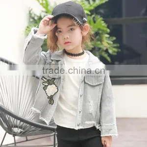 Zm40647b Korean Style New Design Children Jeans Coats and Fancy Girls Jacket Casual Clothes thumbnail-2