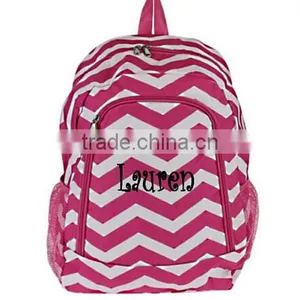 Girls Zig Zag Personalized Chevron Canvas Backpack Monogrammed thumbnail-1