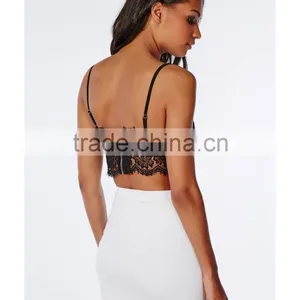 Delicate Eyelash Zip Back Lace Bralet Women Lace Top thumbnail-3