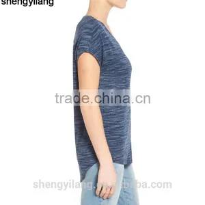 Rayon,polyester,spandex Tri-blend Curved Hem v Neck Wholesale Short Sleeve t Shirts thumbnail-2
