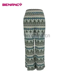 Viscose Green Floral Print Trousers Casual Wear Plus Size Pants for Women thumbnail-2