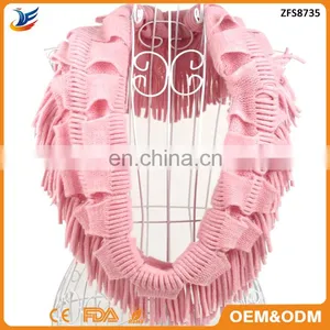 Wholesale Hot Sell Street Fashion Style Mix Color Knit Loop Scarf With Tassel thumbnail-1