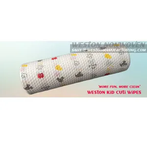 Cartoon Printed Woodpulp Spunlace Nonwovens for Children Wipes thumbnail-1