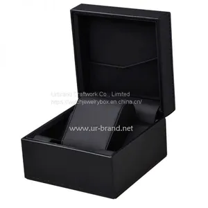 Black Luxury Leather Watch Strap Gift Packaging Box Watch Box With Custom Logo thumbnail-1