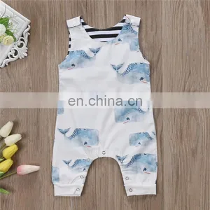 2018 New Design Romper Sleeveless Jumpsuit Whale Printed One Piece Newborn Boy Girl Summer Romper thumbnail-2