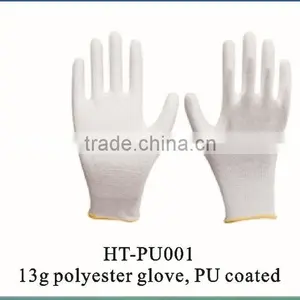 Top Seller of 13g White Polyester Gloves, PU Coated thumbnail-1