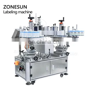 ZONESUN ZS-TB806 Semi Automatic Double Size Tube Sticker Water Flat Bottle Labeling Machine For Bottles thumbnail-5